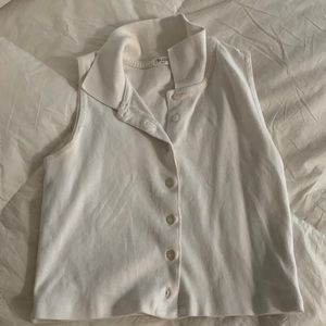 john galt brandy melville white button down tank top